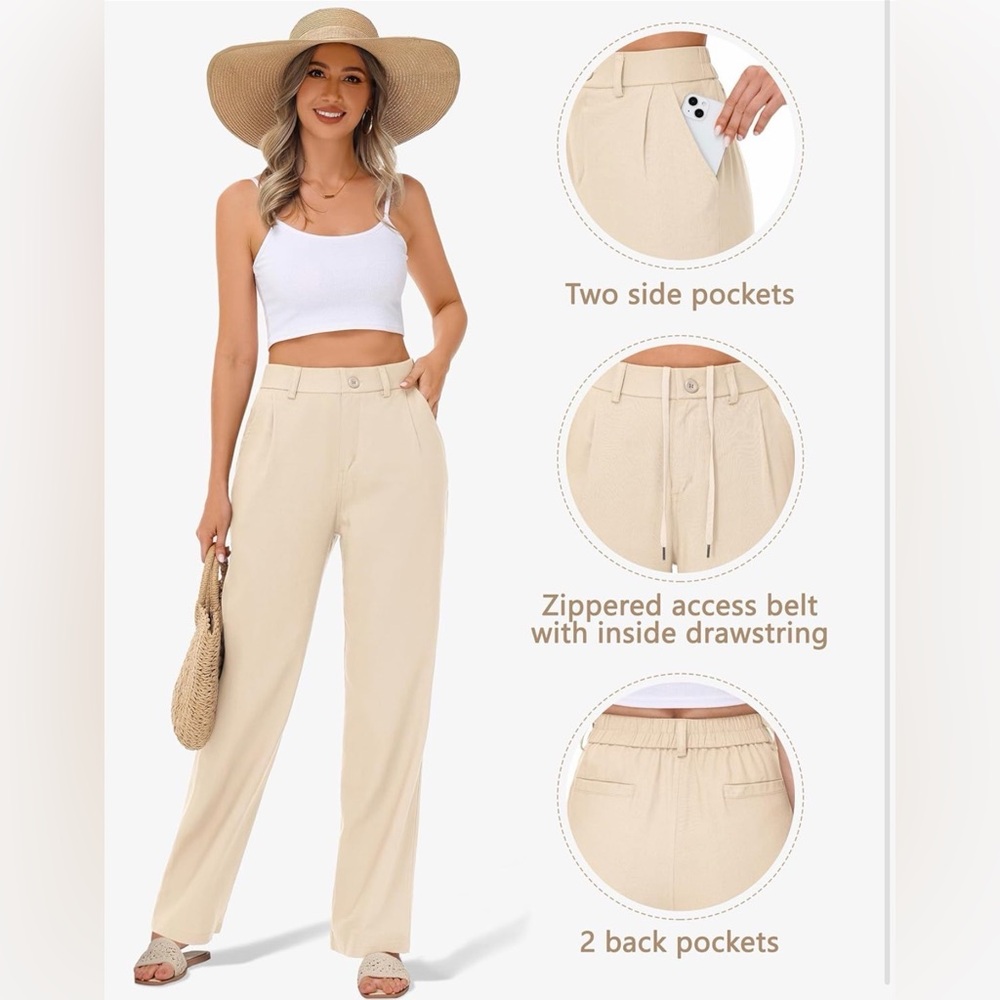 High-Rise Wide-Leg Pants in Cream - Picture 6 of 15